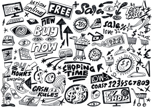 Shopping   -  doodles set  vector