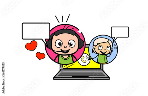 Cartoon Bald Boy Online Calling