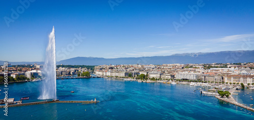 City of Geneva in Switzerland - drone photography photo
