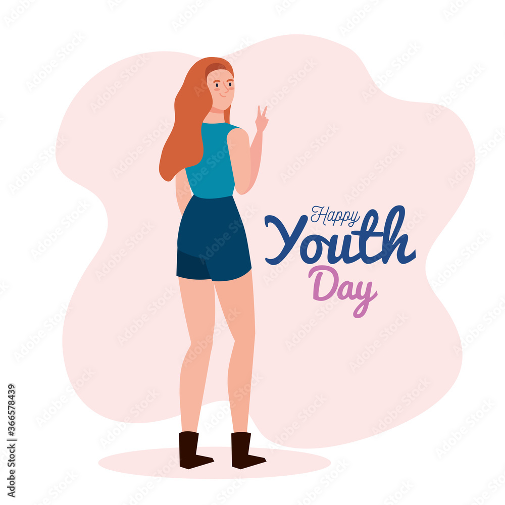 happy youth day, young woman happy for celebration youth day happy youth day, young woman happy for celebration youth day