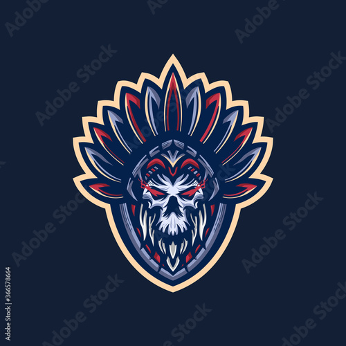 Indian skull mascot logo