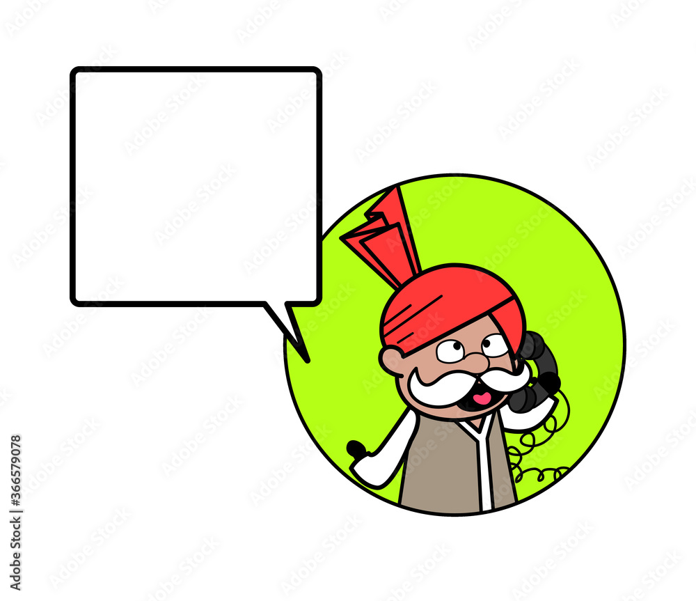Cartoon Haryanvi Old Man Calling on Cell Phone Stock Vector | Adobe Stock