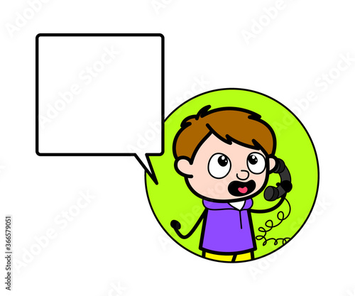 Cartoon Boy Calling on Cell Phone