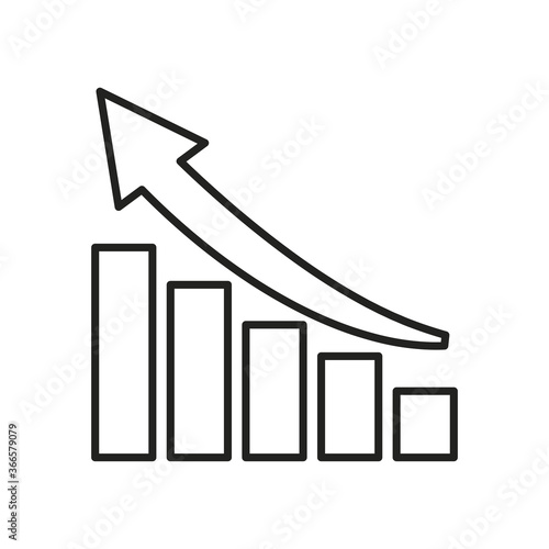 infographic bars chart with increase arrow line style icon vector design