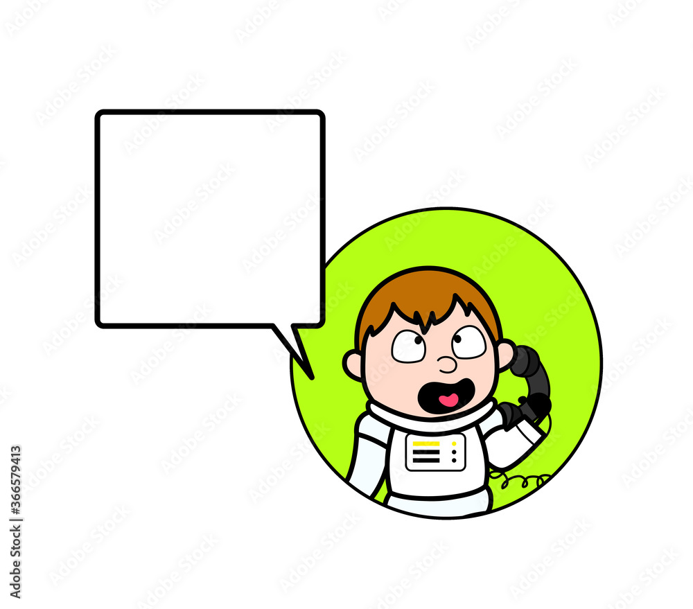 Cartoon Astronaut Calling on Cell Phone Cartoon Astronaut Calling on Cell Phone