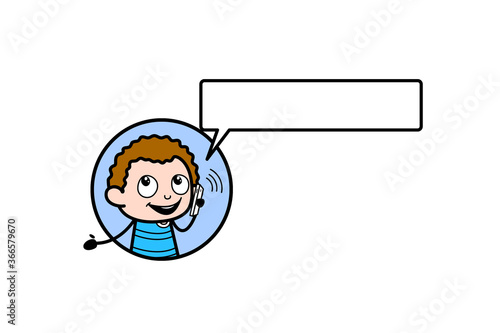 Cartoon Kid on Phone