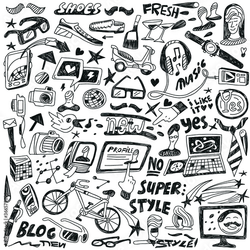 hipsters - doodles set