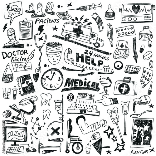 Medicine - doodles set