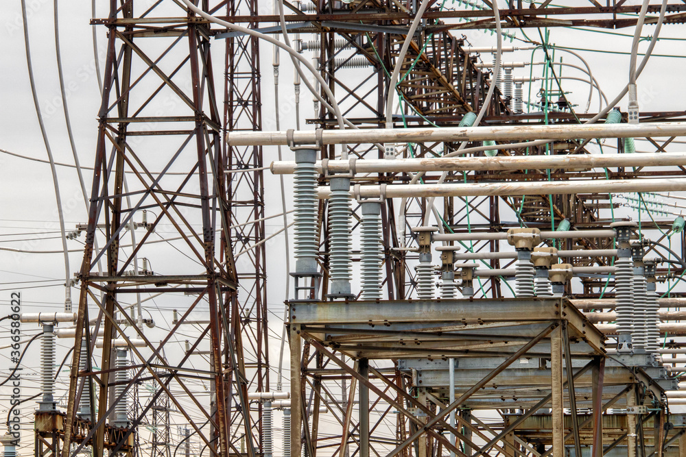 Detail of Electrical Substation with Tower