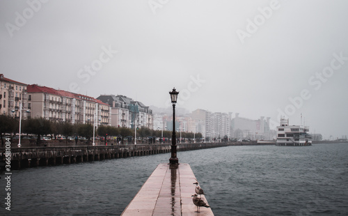 Street light in the seaport of Santander.