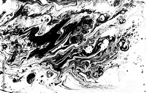 Black and white abstract background. Liquid marble pattern. Monochrome texture.