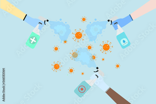 disinfection, pandemic, viruses, protect yourself, vector illustration
