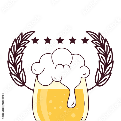 cup glass of beer with spike decoration on white background