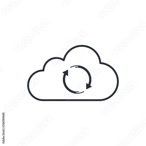 Cloud renewal. Data replacement.Vector linear icon isolated on white background.