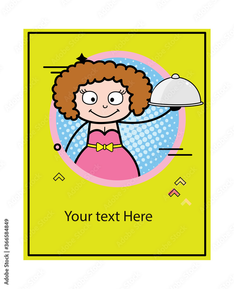Cartoon Young Lady on Poster with text Cartoon Young Lady on Poster with text