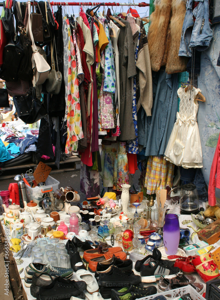 Old Second Hand Things in a Flea Market, Moscow, Russia Old Second Hand Things in a Flea Market, Moscow, Russia
