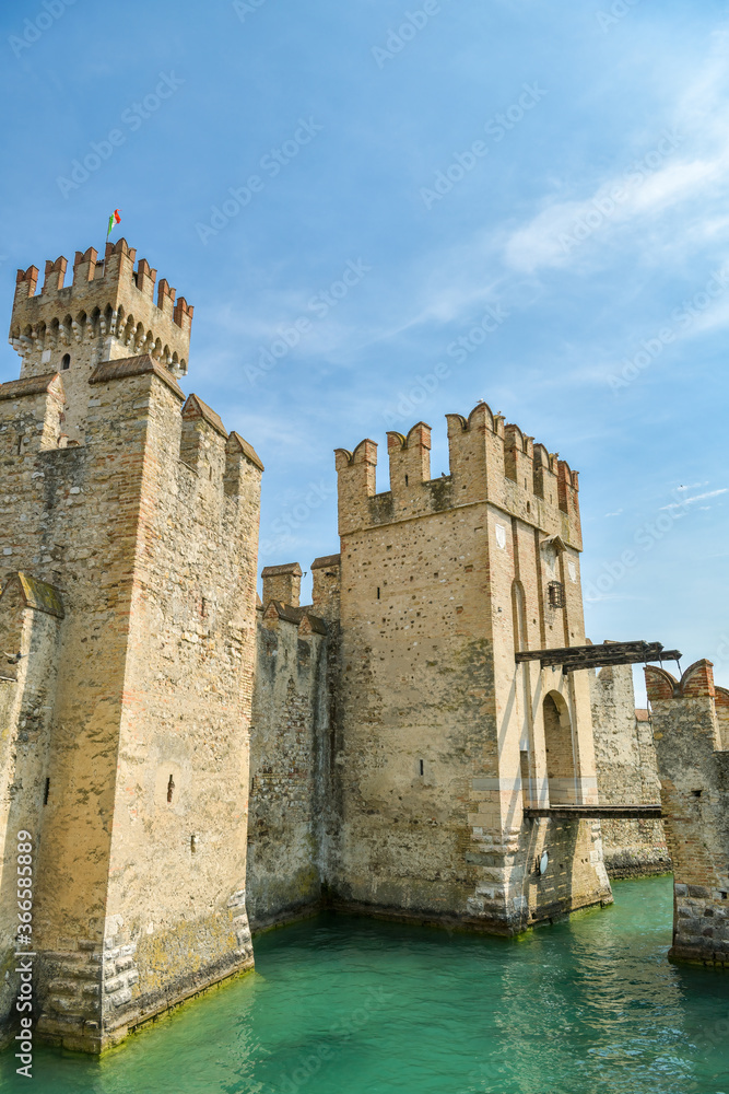 Castle Sirmione on beautifiul lake Garda in northern Italy