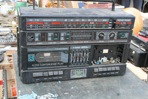 Old Broken Cassette Recorder in a Flea Market, Moscow, Russia