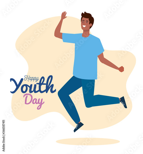 happy youth day, young man afro happy for celebration youth day