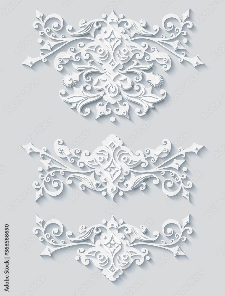 Vector modern volumetric floral elements Vector modern volumetric floral elements
