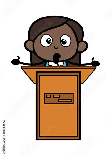 Cratoon Black Girl Giving a Speech