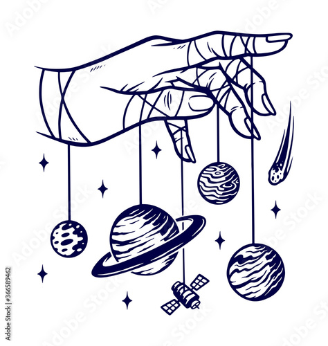 the universe in my hand vector illustration