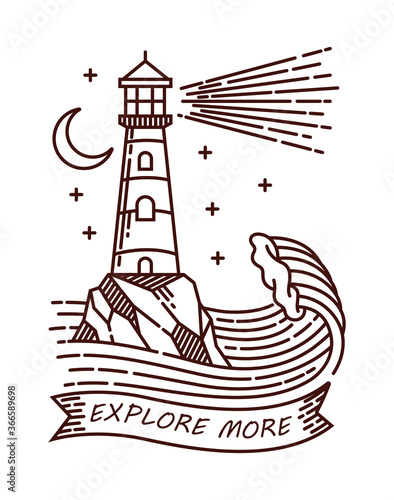 Lighthouse line illustration. hand drawn