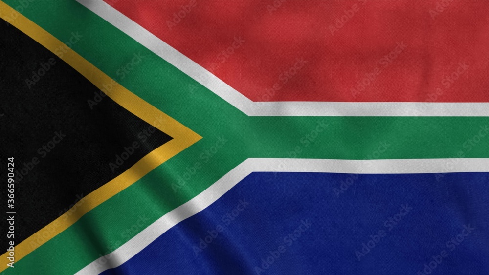 South Africa flag waving in the wind. 3d illustration