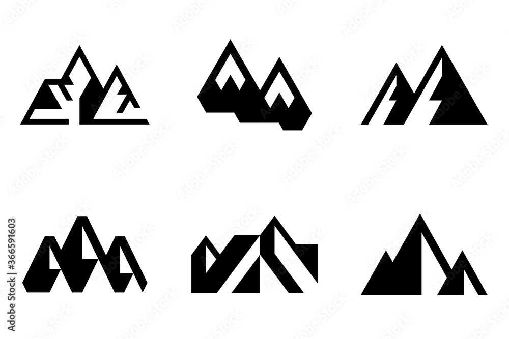 Set of Mountain logo. Icon design. Template elements Set of Mountain logo. Icon design. Template elements
