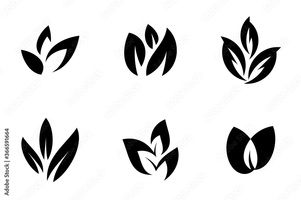 Set of Leaves Logo. Icon design. Template elements