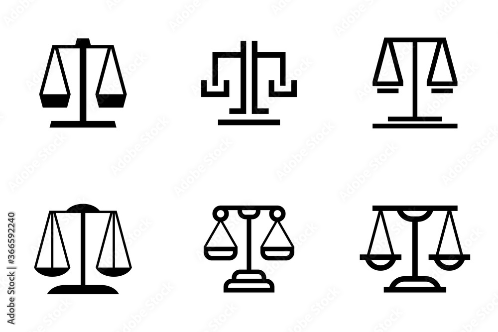 Set of Justice law logo. Icon design. Template elements Set of Justice law logo. Icon design. Template elements