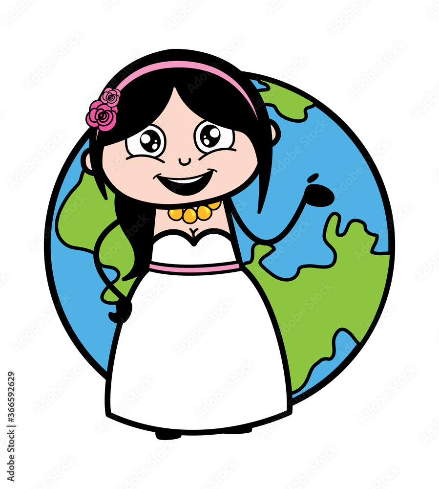 Cartoon Bride with planet earth Cartoon Bride with planet earth