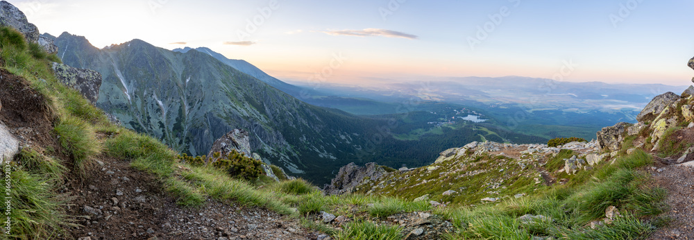 Fototapeta premium panorama of the mountains during sunrise