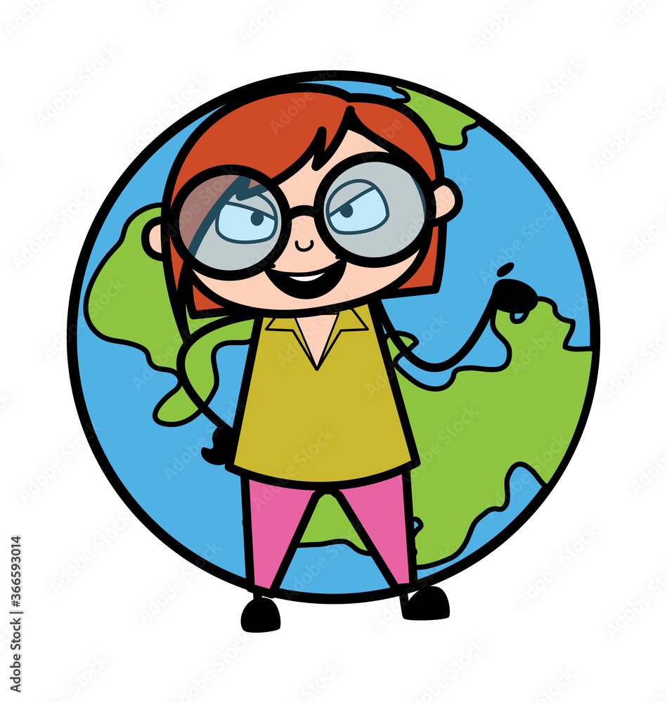 Cartoon Teacher with planet earth Cartoon Teacher with planet earth