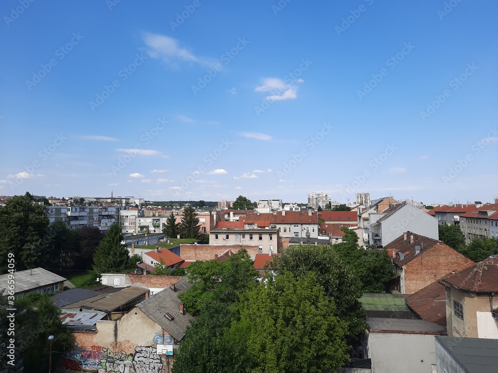 The rooftops of Zagreb - capital city of Croatia, on a sunny summer day