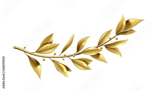 Golden laurel branch part of winner wreath