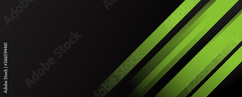 Abstract wide banner green black background with dynamic effect. Modern pattern. Vector illustration for design.