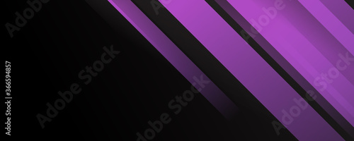Modern simple light purple stripes on black background for wide banner design template. Suit for banner and ads