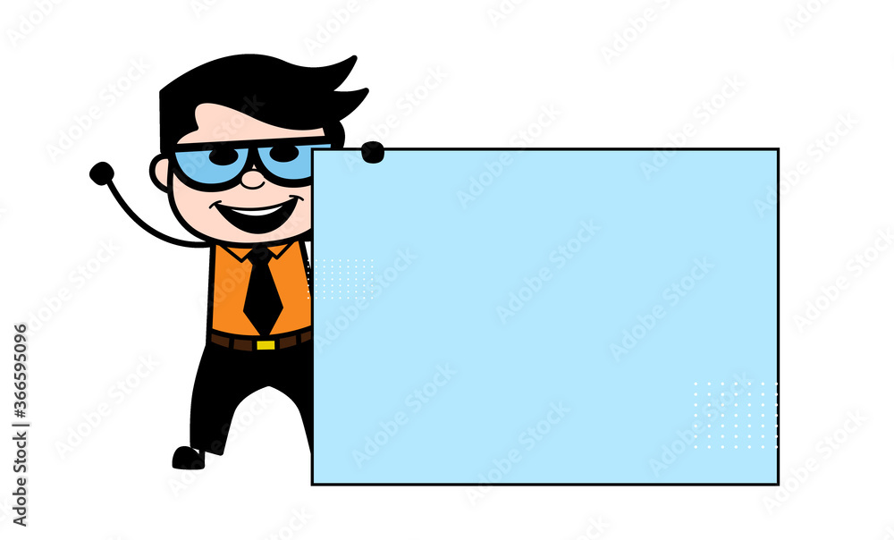 Cartoon Businessman with Blank Banner