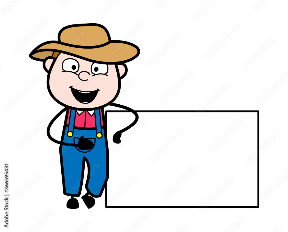 Cartoon Farmer with Empty Banner