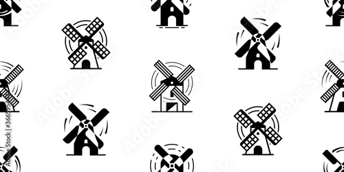 Obraz na plátně Seamless pattern with Windmill. Icon design. Template elements