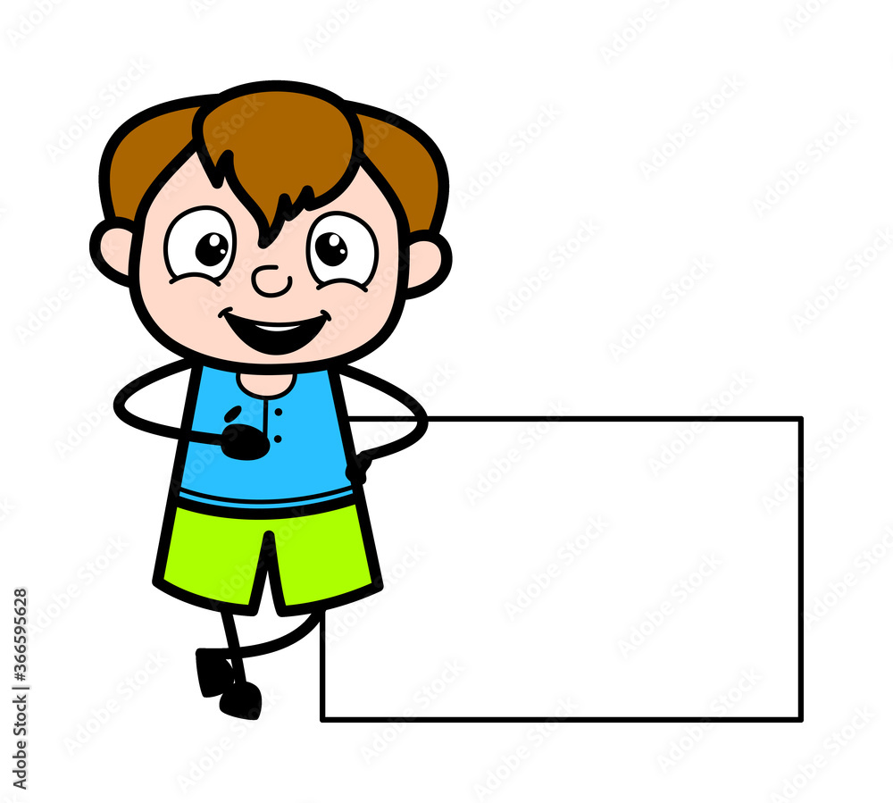 Cartoon Teen Boy with Empty Banner