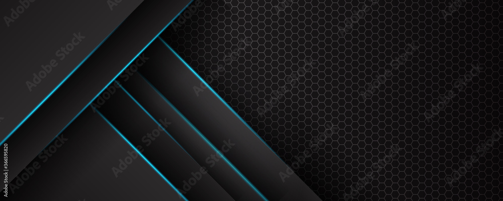 Elegant navy blue 3d banner background with overlap black metal layer Elegant navy blue 3d banner background with overlap black metal layer