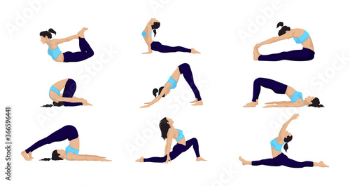 A set of poses for yoga classes in vector design
