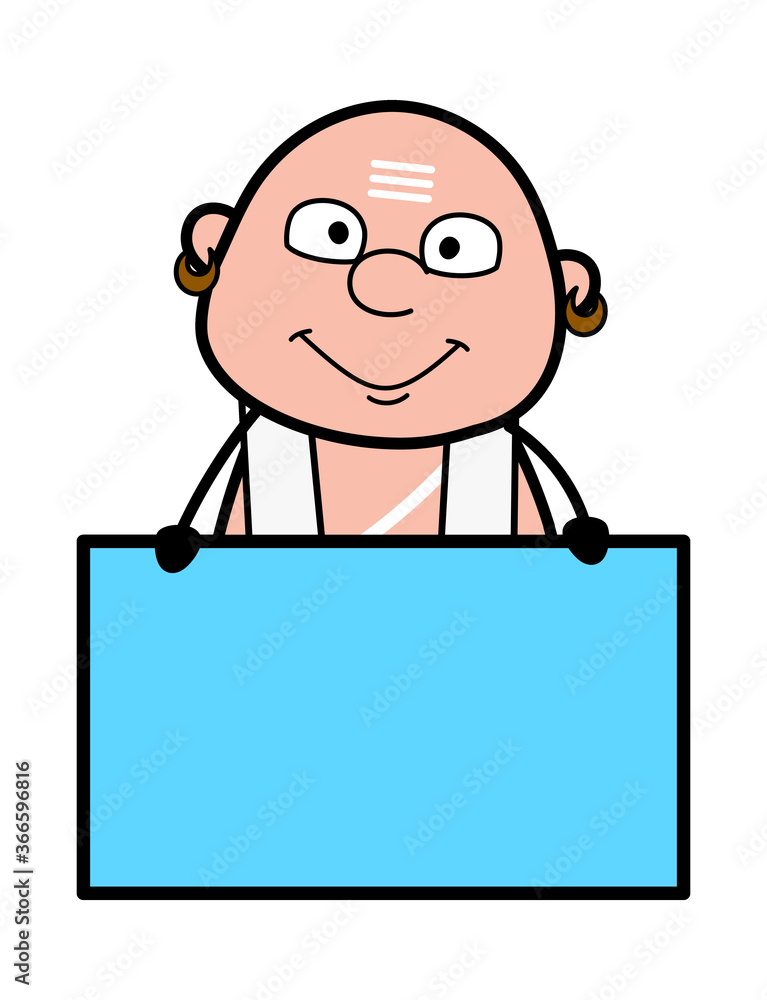 Cartoon South Indian Pandit Showing Blank Board Cartoon South Indian Pandit Showing Blank Board