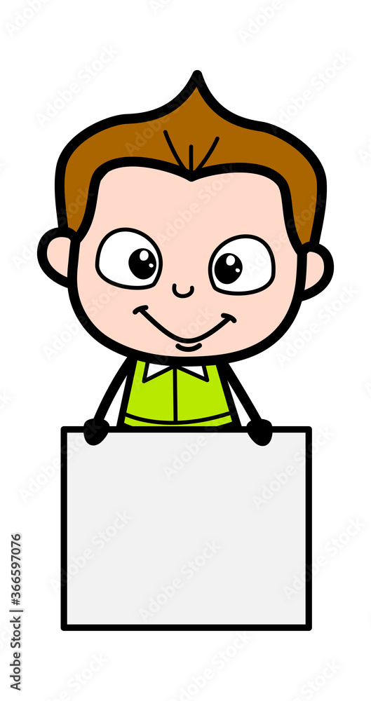 Cartoon Schoolboy Showing Blank Board Cartoon Schoolboy Showing Blank Board