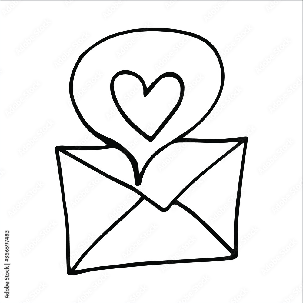 Envelope letter love, romance concept with hearts. Single element sign symbol logo emblem hand drawn contour isolated vector Doodle holiday wedding Valentine Envelope letter love, romance concept with hearts. Single element sign symbol logo emblem hand drawn contour isolated vector Doodle holiday wedding Valentine