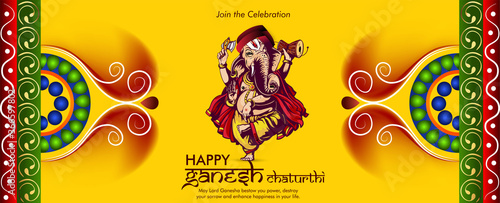 Lord Ganesha , Ganesh festival illustration of Lord Ganpati background for Ganesh Chaturthi festival of India