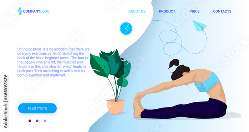 Illustration in the form of a website. Useful poses in yoga