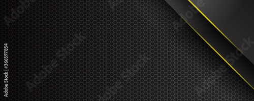 Template corporate concept yellow black grey metal and white contrast background for wide banner